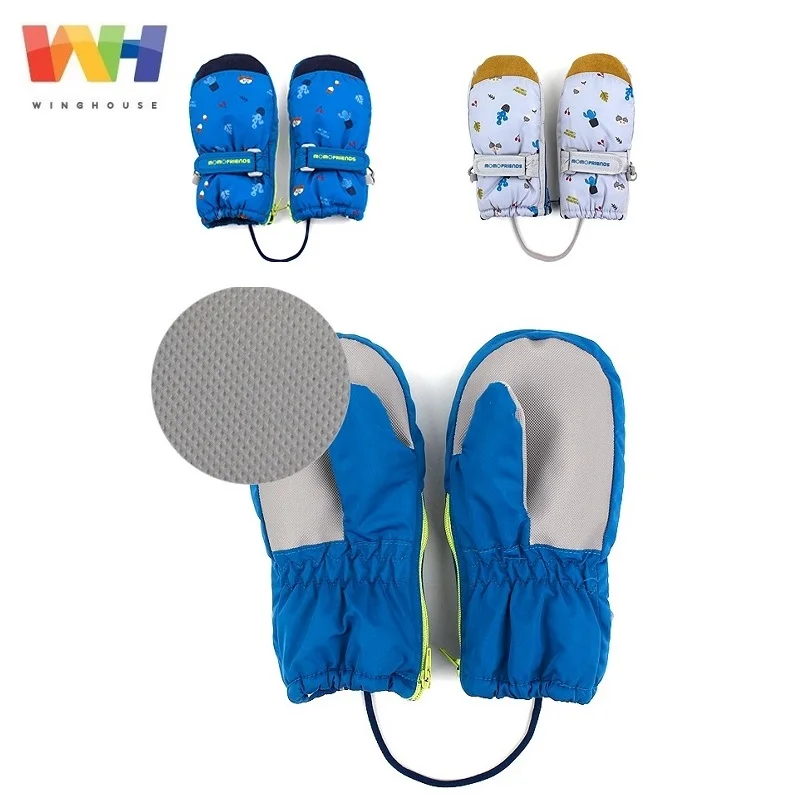 Южнокорейские детские лыжные перчатки с рисунком из мультфильма зимние теплые
