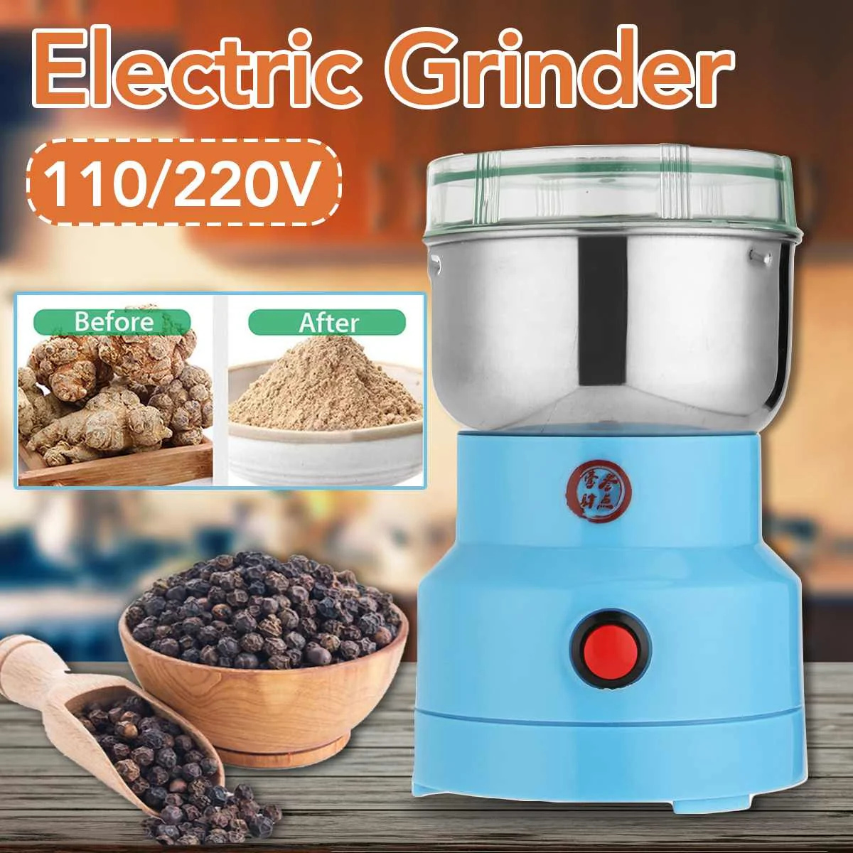 

Electric Herbs Spices Nuts Grains Coffee Bean Grinder Mill Grinding DIY Tool Home Medicine Flour Powder Crusher Grain Grinder
