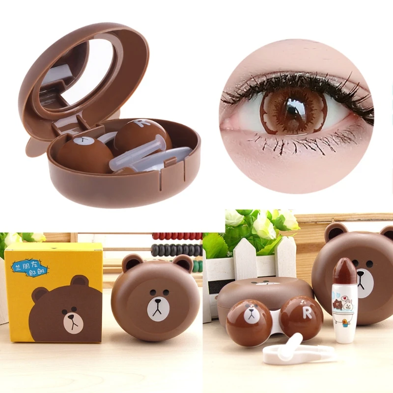 

Cute bear contact lens case with mirror contact lens case for men and women suitable for Christmas