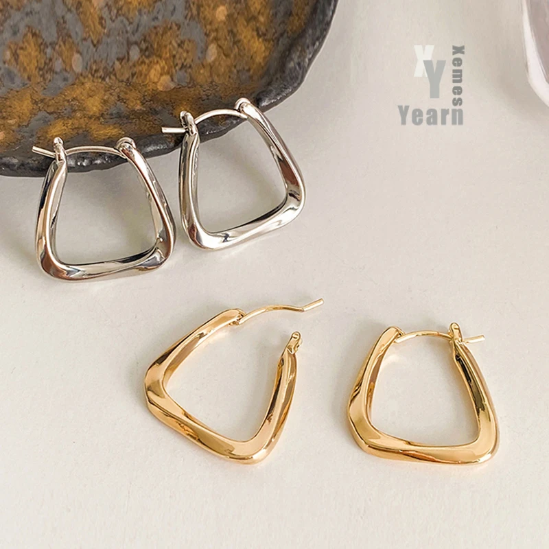 

2021 New Classic Geometric Elements Irregular Square Metal Earrings Korean Fashion Jewelry Simple Accessories For Woman or Girls