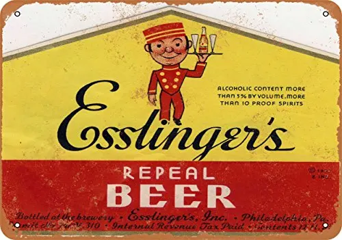 

Металлический знак 1933 Essinger's Repeal Beer-винтажный вид