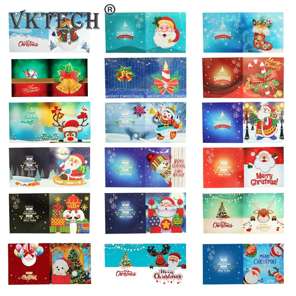 

Christmas Greeting Card DIY 5D Mosaic Special Shape Glitter Diamond Resin Painting Kit Rhinestone Drawing Gift for Xmas Home Dec
