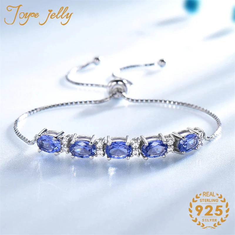

JoyceJelly 925 Silver Trendy Women Bracelet for Bride Jewelry Unique Sapphire Gemstone Simple Style Hot Selling Gifts Wholesale