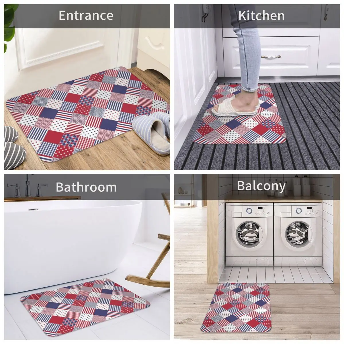 Американский диагональный красный Придверный коврик ковер для ног Коврик ванны
