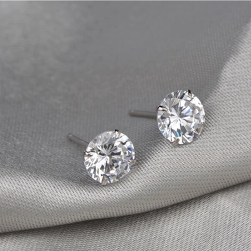 Женские серьги гвоздики из серебра 100% пробы с фианитом|Серьги-гвоздики| |