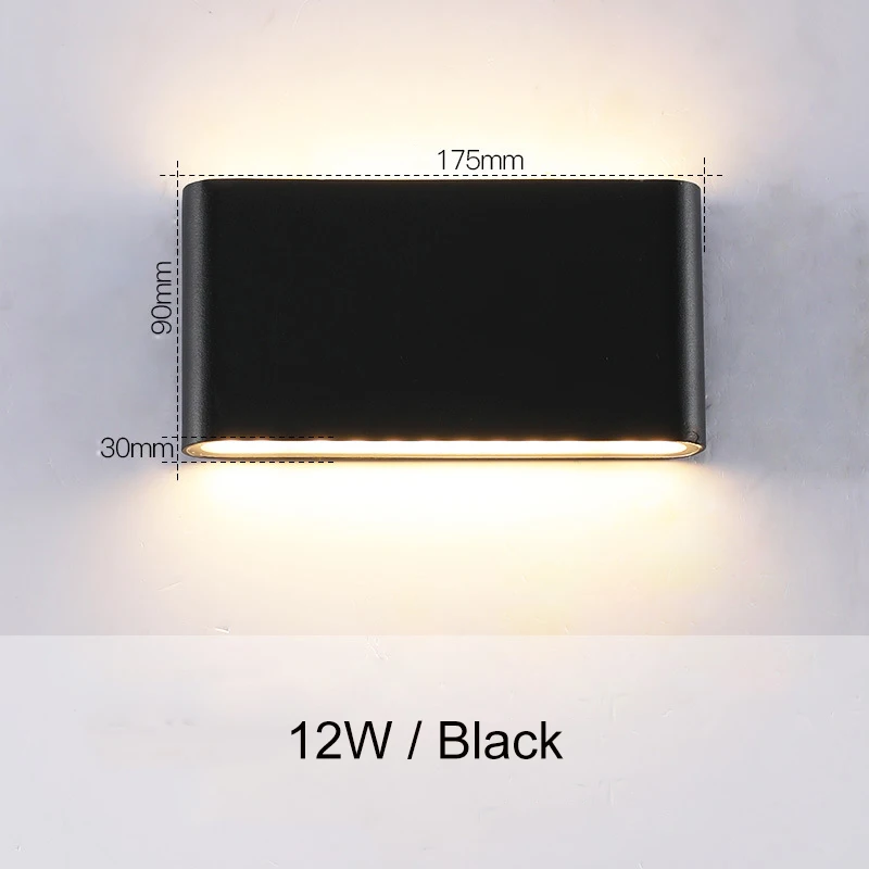 12W-Black body Настенный светильник светодиодный водонепроницаемый уличный настенный светильник IP65 Алюминий 15 Вт/18 Вт светодиодный настенный светильник для помещений украшенный Настенный бра ZBW0011 - Цвет абажура: 12W-Black body