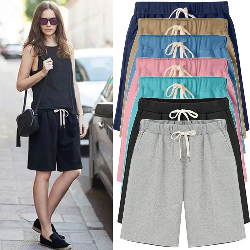 Шорты-бермуды женские летние Свободные повседневные спортивные стрейчевые