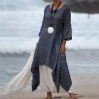2021 summer autumn dresses women loose long vintage dress boho shirt dress maxi robe fashion female