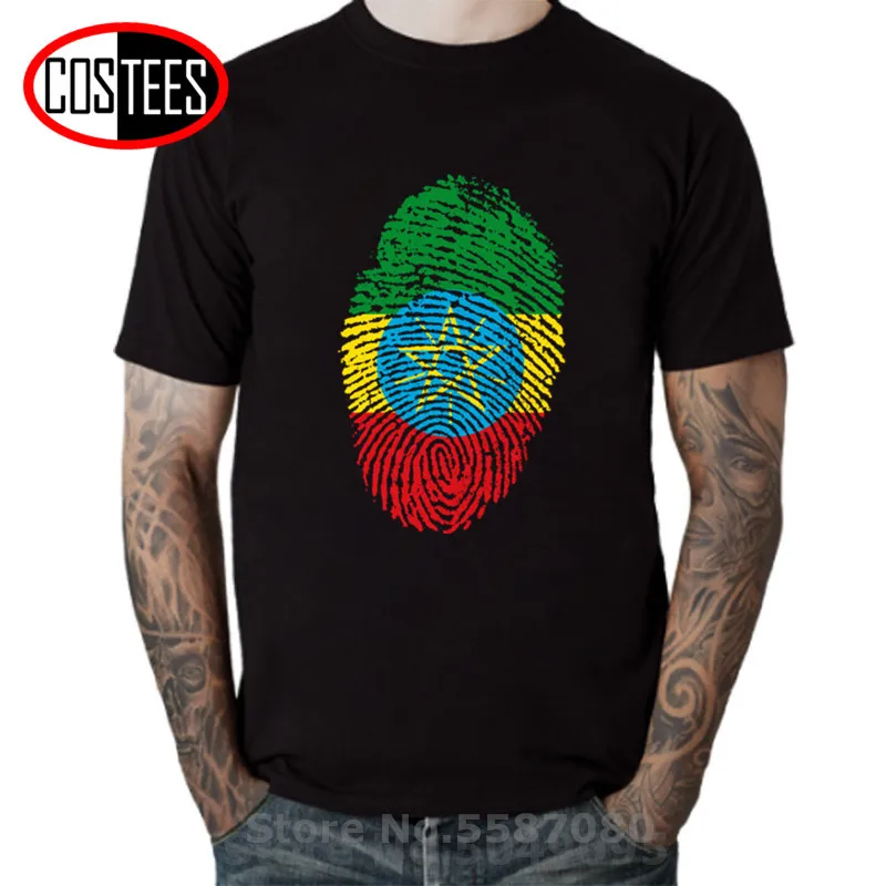 Camiseta/Винтажные Футболки с флагом Эфиопии и отпечатками пальцев homme Новинка