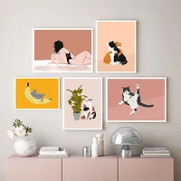 cat gifts wall art canvas painting funny cats posters and prints vintage wall art pictures for living room kitchen cuadros decor