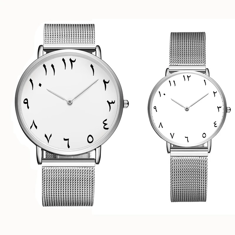 Мужские часы CL014 с арабскими цифрами на заказ женские сетчатым браслетом розовые