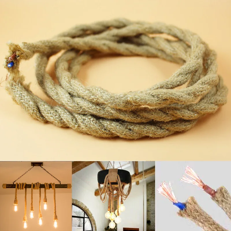 5/10 метров винтажный Электрический провод веревка из конопляной веревки тканый