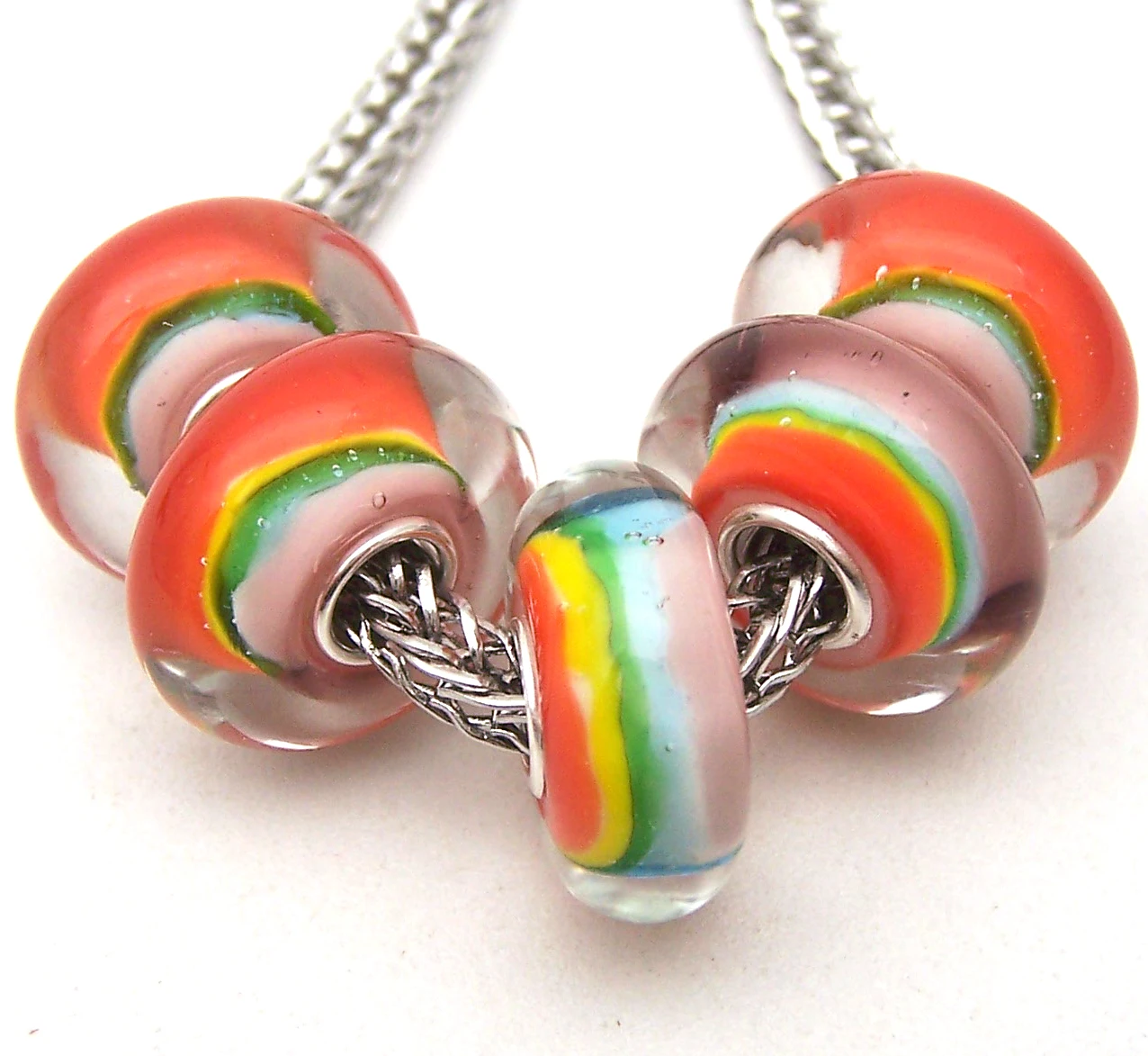

JGWG3103 5X 100% Authenticity S925 Sterling Silver Beads Murano Glass beads Fit European Charms Bracelet diy jewelry Lampwork
