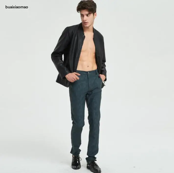

Autumn Motorcycle Faux Leather Pants Mens Feet Pants Fashion Tight Camouflage Pu Trousers For Men Personality Pantalon Homme