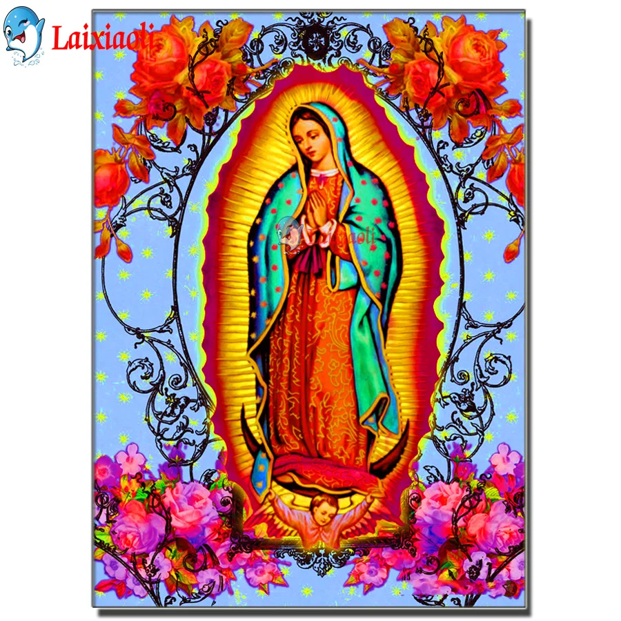 

Mexico Guadalupe Virgin Mary 5D DIY Diamond Painting Full Square Round Handmade Mosaic Embroidery religious icon Home Decor Gift