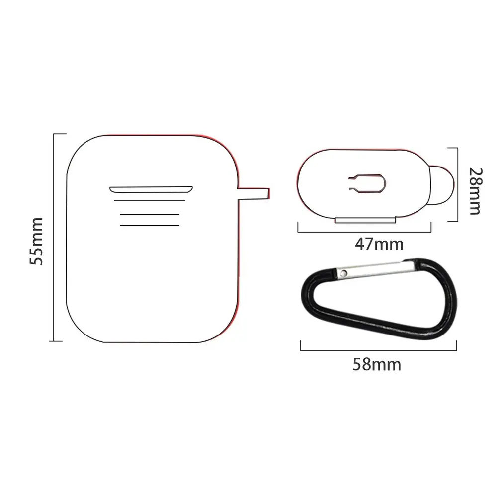 

Soft Silicone Case with Anti-lost Carabiner Anti-dust Shockproof Wireless Earphone Protective Cover For Apple for AirPods