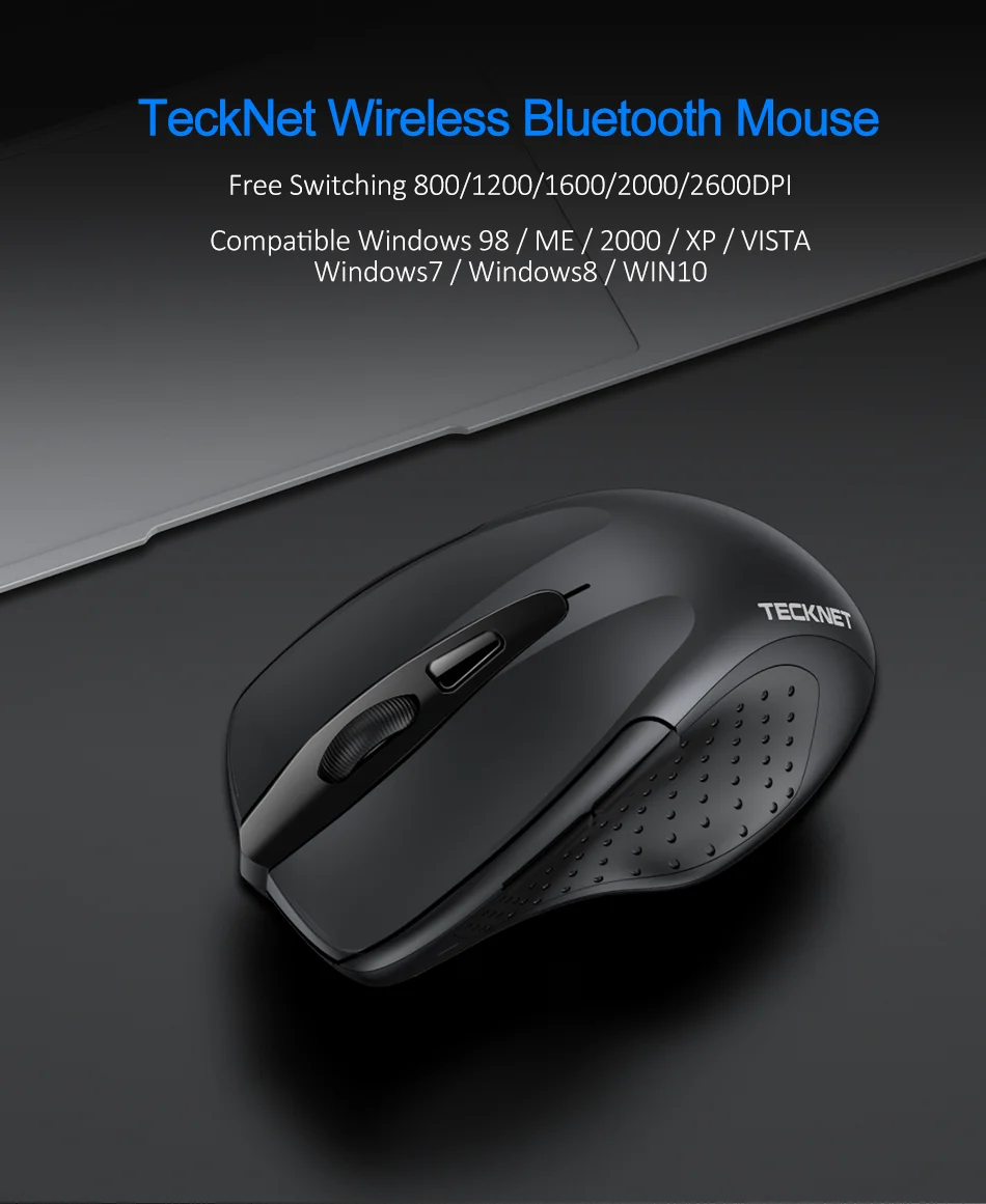 TeckNet, оптическая беспроводная мышь, компьютерная, Bluetooth, мышь, 2600 dpi, 2,4G, беспроводная, Bluetooth мышь, эргономичные мыши для ноутбука/планшета