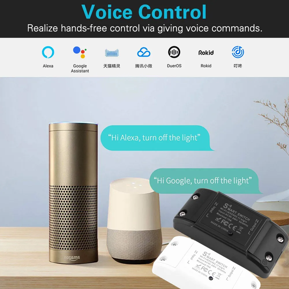 Герма Tuya Light WiFi выключатель Smart Life APP голосовой реле контроллер таймер модуль Google Home Alexa стена 110В 220В 10A включен.