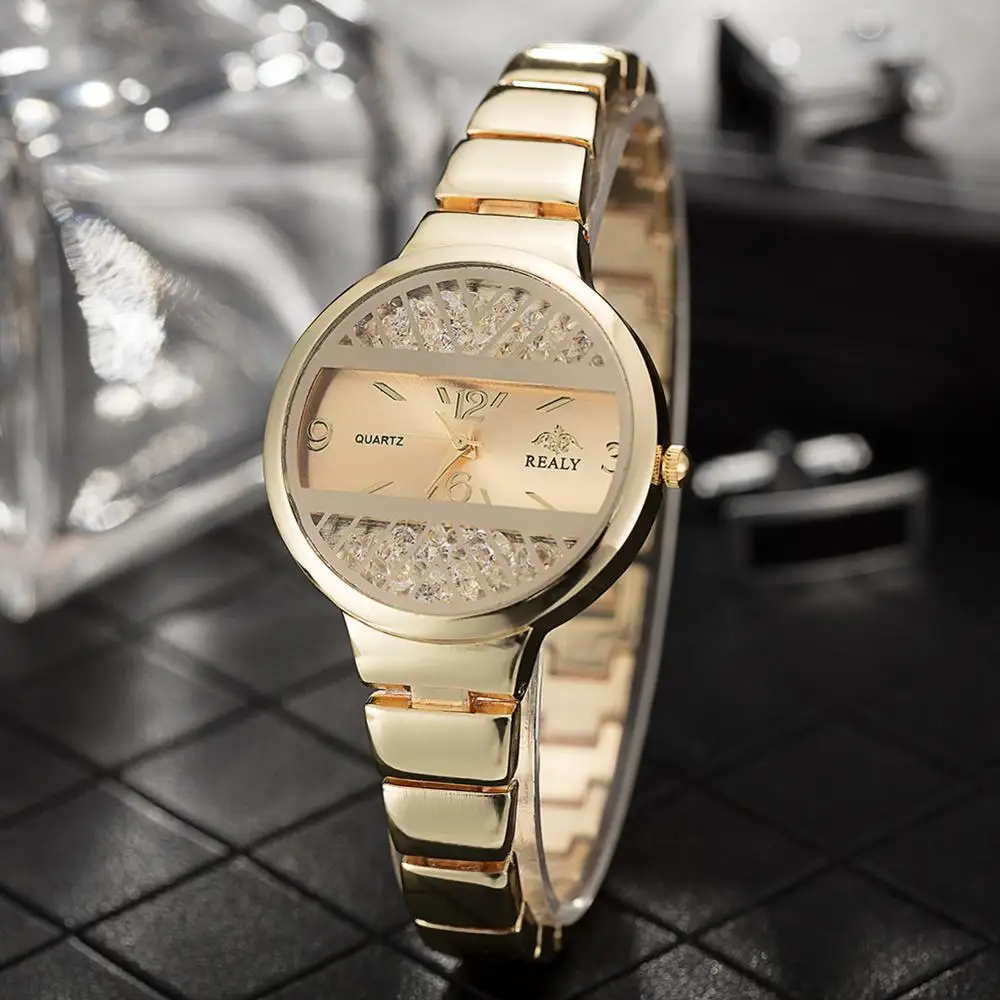 

2020 New Luxury Brand Gold Women's Watches Rhinestone Ladies Bracelet Watch Elegant Quartz Wristwatch Relogios Feminino Clock