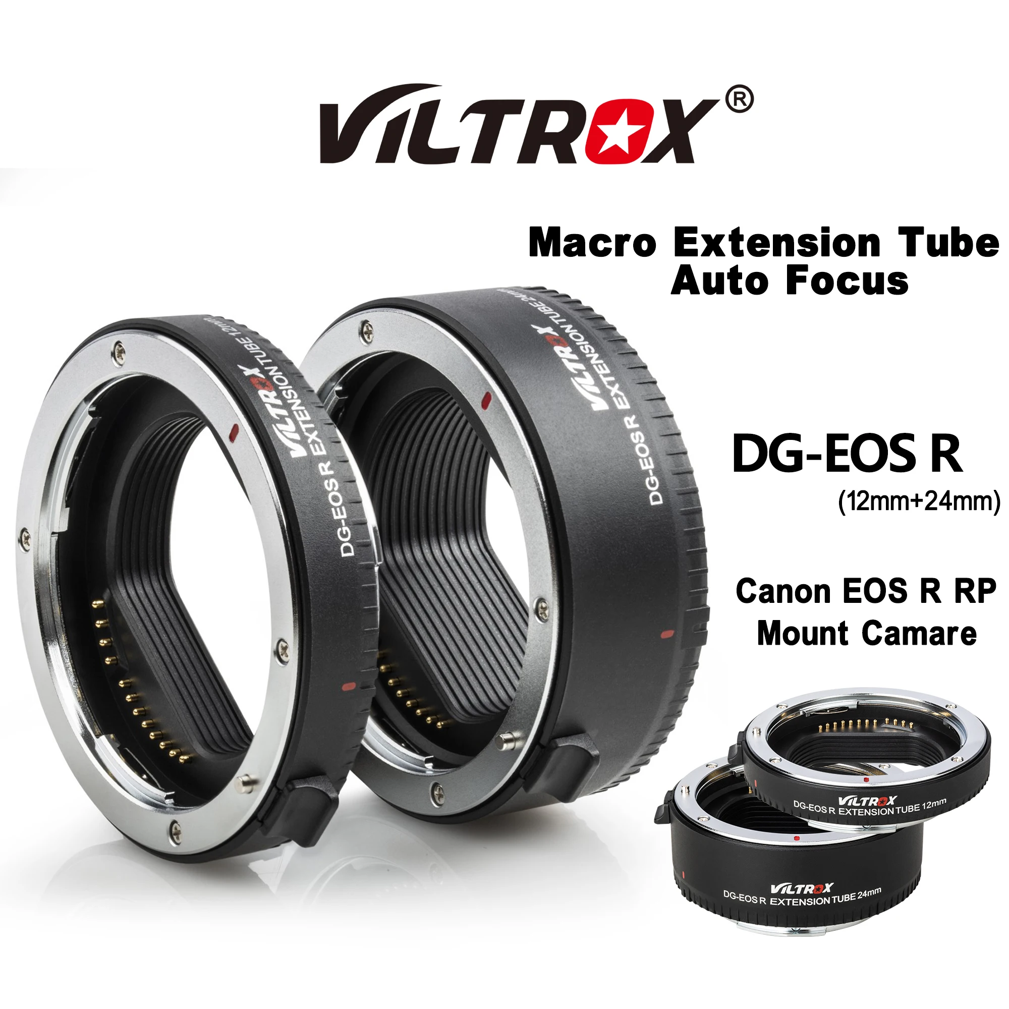 Viltrox DG-EOS R Macro Extension Tube Auto Focus Full Frame Lens Adapter Ring 12mm+24mm for Canon EOS R EOS RP Lenses Camera