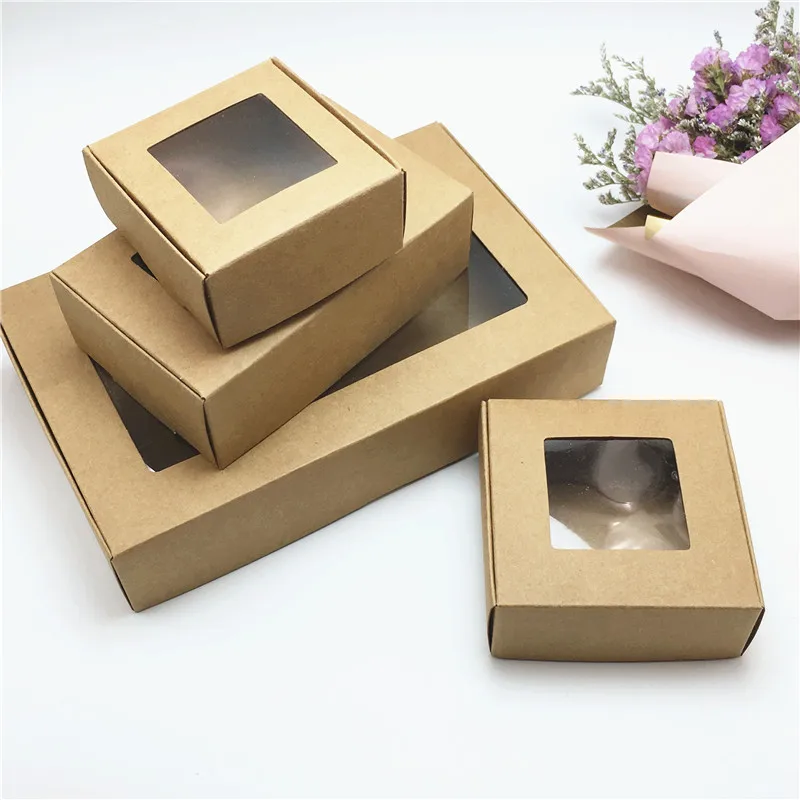 

50pcs New 10Sizes Kraft Paper Aircraft Gift Boxes Handmade Soap Packing Box Jewelry/Cake/Handicraft/Candy Paper Gift Boxes