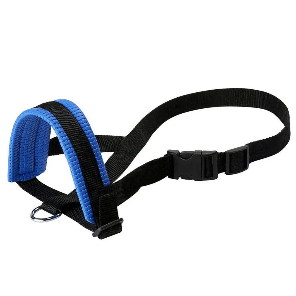 Синий Pet Nylon Adjustable Mask Bark Bite Soft Mouth Muzzle Grooming Anti Stop Chewing For Small Large Dog Black Barking Chewing - Цвет: Синий