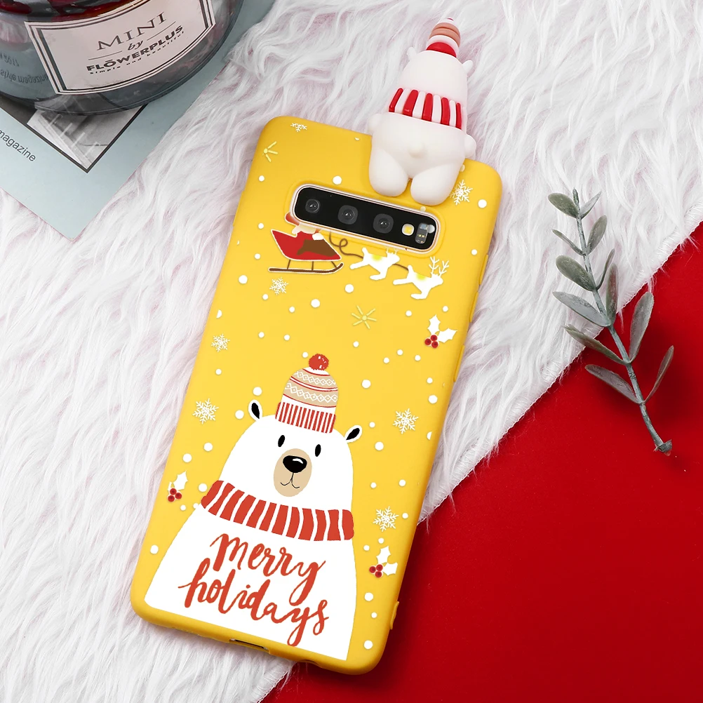 3D медведь покрытие в стиле Санта-Клауса для samsung Galaxy A50 A70 A60 A50S A40 A30 A20 A20e A10e A10 Примечание 10 Plus Pro 9 8 чехол Happy год