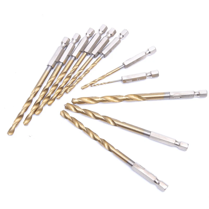 

13pcs/lot HSS High Speed Steel Titanium Coated Drill Bit Set 1/4 Hex Shank 1.5-6.5mm Drill Bits Set For Metal Wood Aluminum Dril