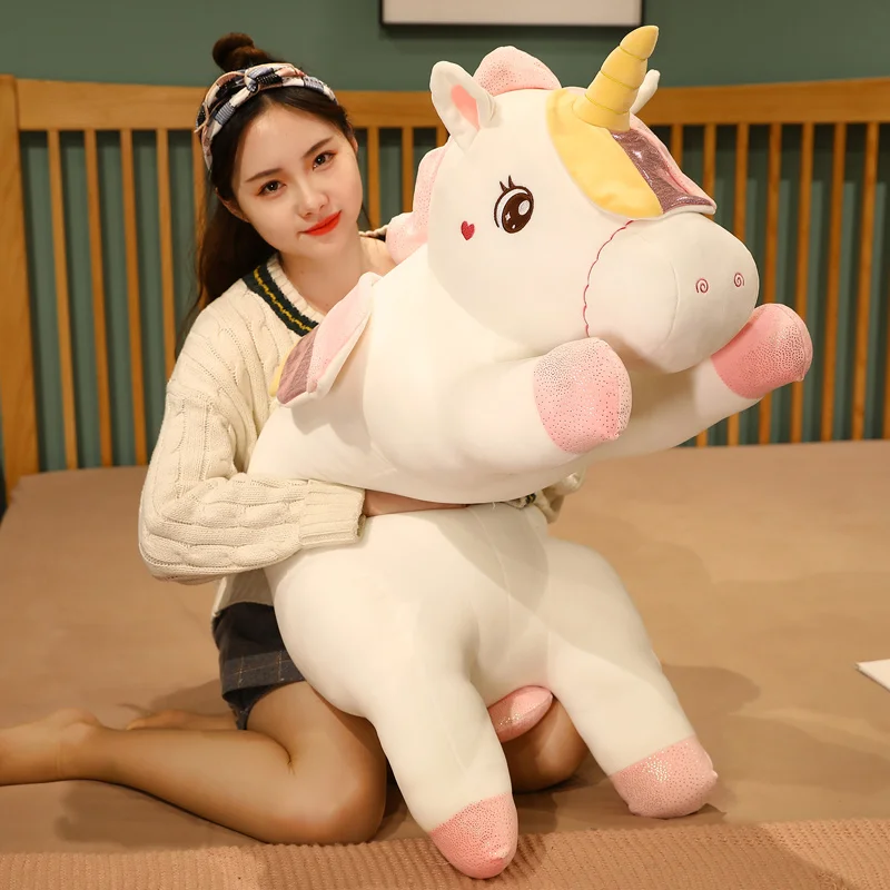 

1pc 80/110cm Kawaii Giant Unicorn Plush Toys Kawaii Dolls Cute Stuffed Soft Animal Lying Horse Pillow Children Kids Present