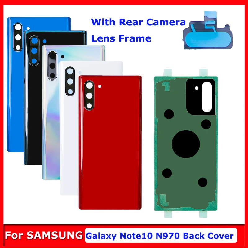 Защитный чехол для Samsung Galaxy Note 10 N970 N970F задняя крышка батарейного отсека Корпус с объективом камеры стеклянная задняя крышка детали