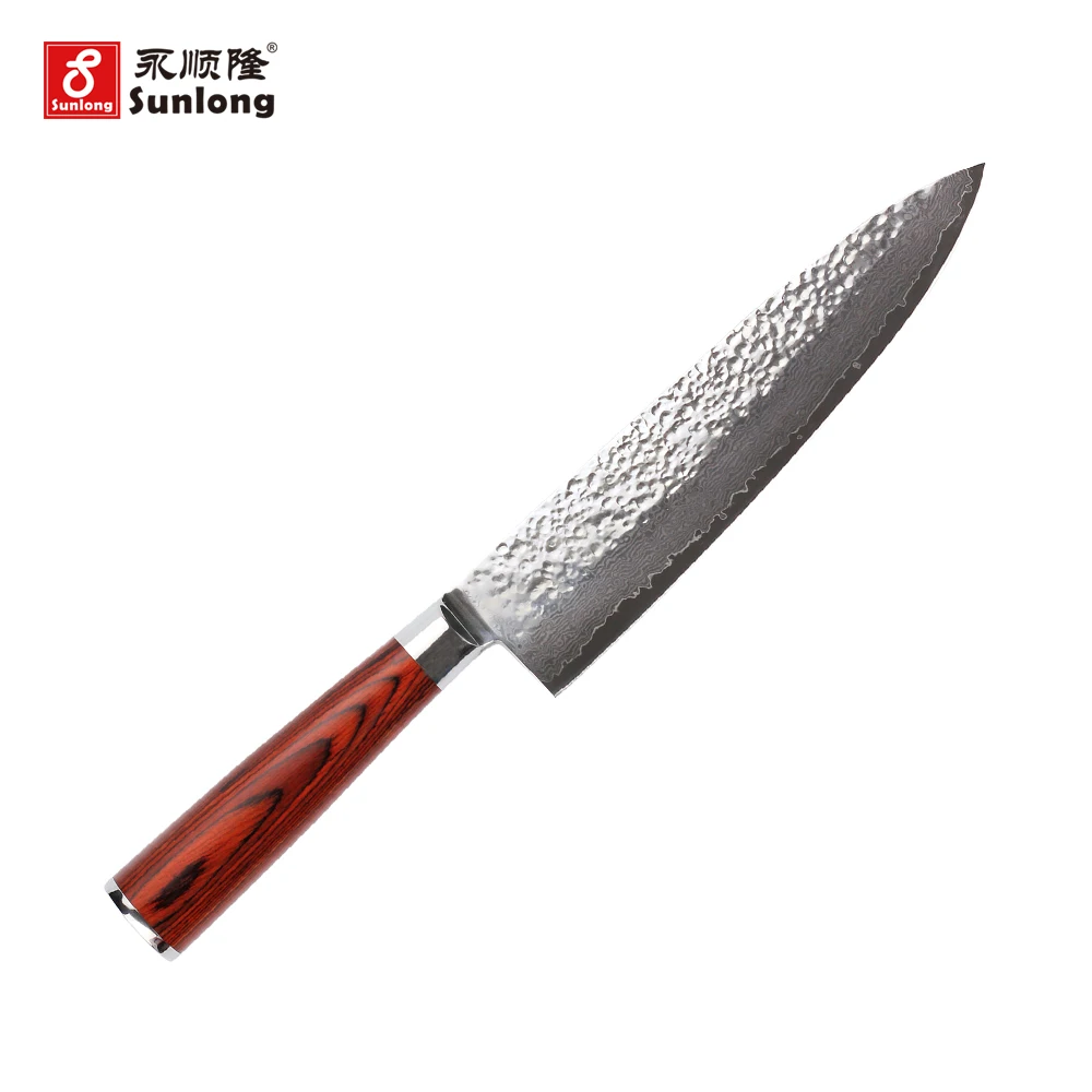 Нож шеф-повара Sunlong 8 дюймов японский нож из дамасской стали Gyuto с красной