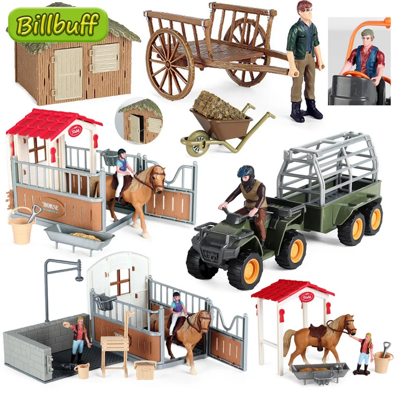 Simulation Farm Animals House Car Action Poultry Figures Horseman Horse Model Early educational toys for children Christmas gift