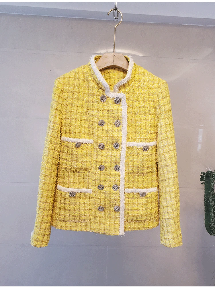 

Франция Париж роскошный бренд твидовая куртка 2020 осень зима пальто Высокое качество крутая мода красивый двубортный твидовое пальто