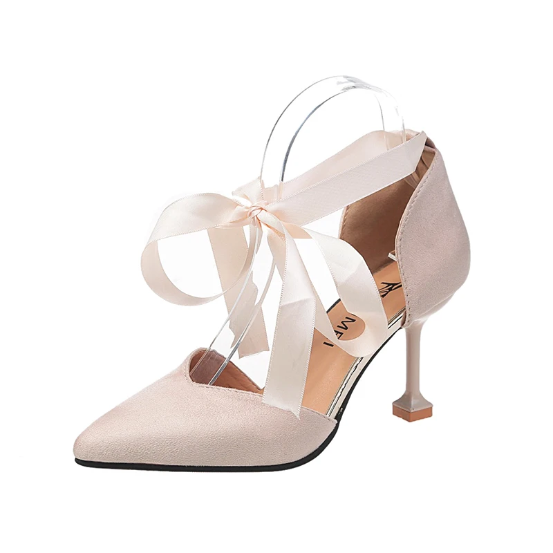 

Fairy Style 2019 New A Word Buckle With A Ribbon Strap Female Sandals Summer Stiletto High Heel Women's Shoes