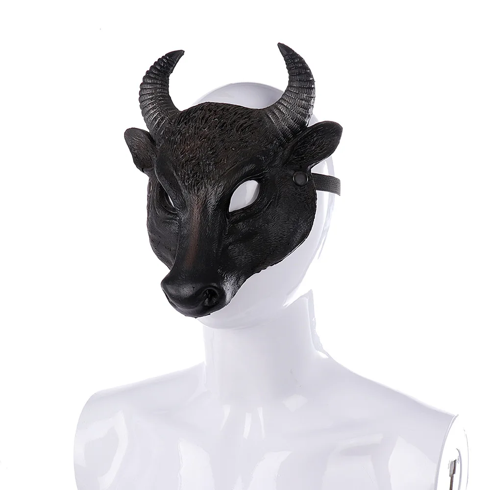 

Halloween Half face mask PU Foam 3D Animal Buffalo Cattle Head Mask Carnival Party Cosplay Costumes mask accessories Props