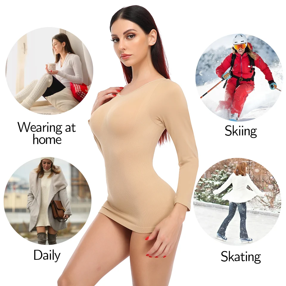Термобелье топы для женщин с флисовой подкладкой термальный базовый слой s