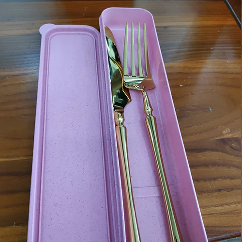 Blue knife and fork Набор столовых приборов из нержавеющей стали, золотой, зеркальная полировка, столовая посуда, столовый нож, вилка, продукты, инструменты, кухонные аксессуары - Цвет: Blue knife and fork