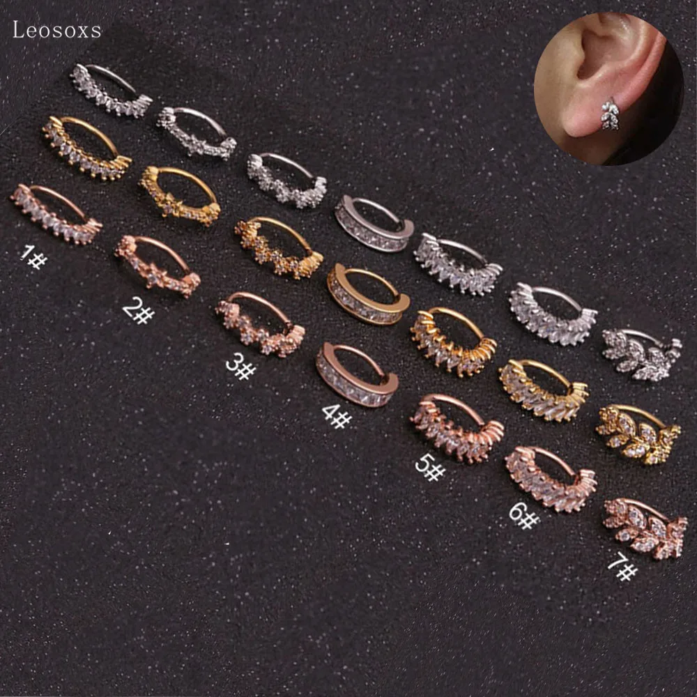 

Leosoxs 2pcs Hot New Style Leaf Nose Ring Ear Bone Stud Earring Piercing Jewelry