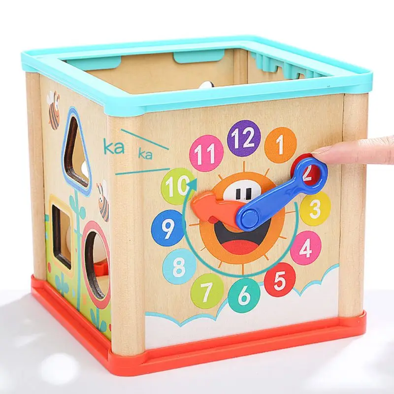 

G2AD Bright Wooden Activity Cube On Top-1 Year Old Shorter Bead Maze Toy, Educational Baby Gift For One Year Old Boy And Girl
