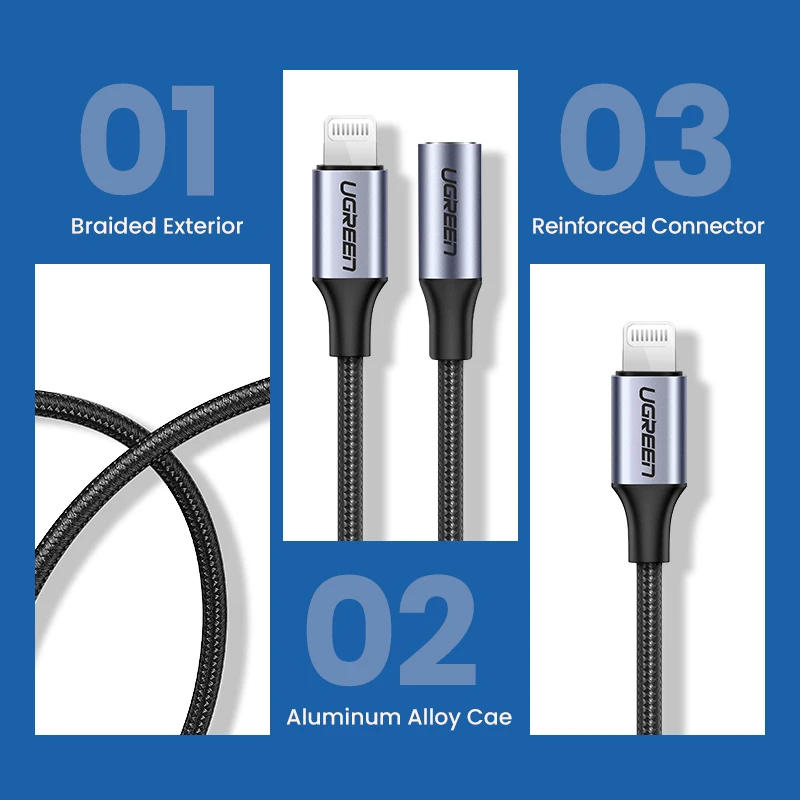 Ugreen MFi адаптер для наушников Lightning на 3 5 мм iPhone 12 11 Pro 8 7 Aux кабель адаптера