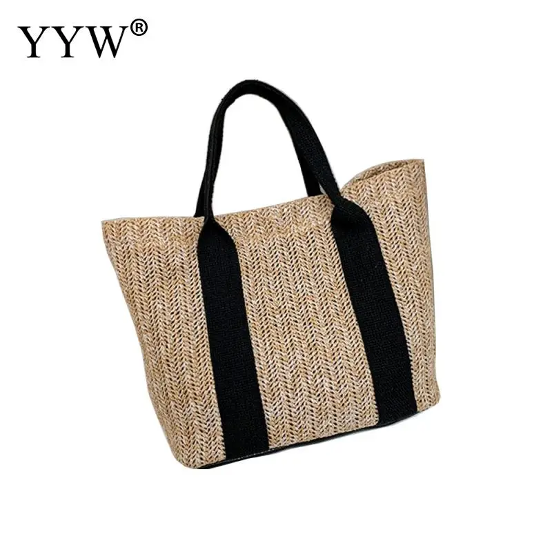 

Trend Straw Hand Bag Women's Branded Trending Shoulder Handbags Armpit Bag Straw Bag Women Sunmmer Ratten Bags Contrast for Girl
