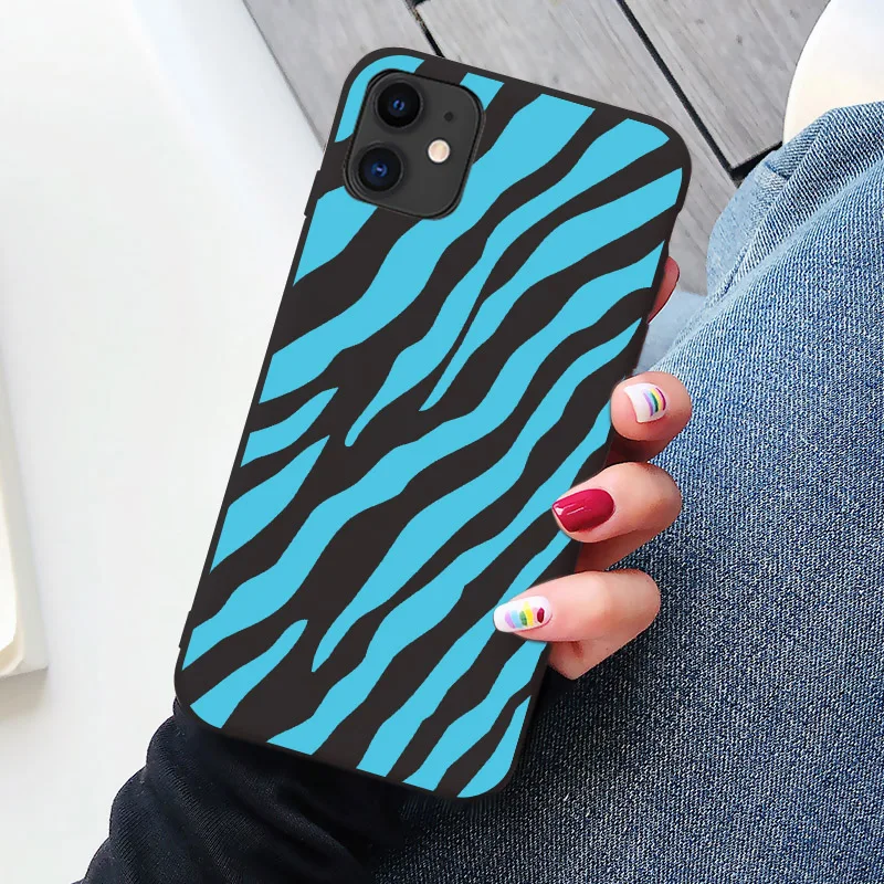 

Colorful zebra print clip art silicone soft phone cases for iPhone 11 pro max SE 2020 6 6s plus 7 7plus 8 8plus XR XS MAX X case