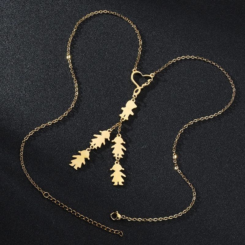 

Stainless Steel Mom Boy Girl Pendant Customized NamePlate Necklace Personalized Jewelry Engrave Name For Children Birthday Gift