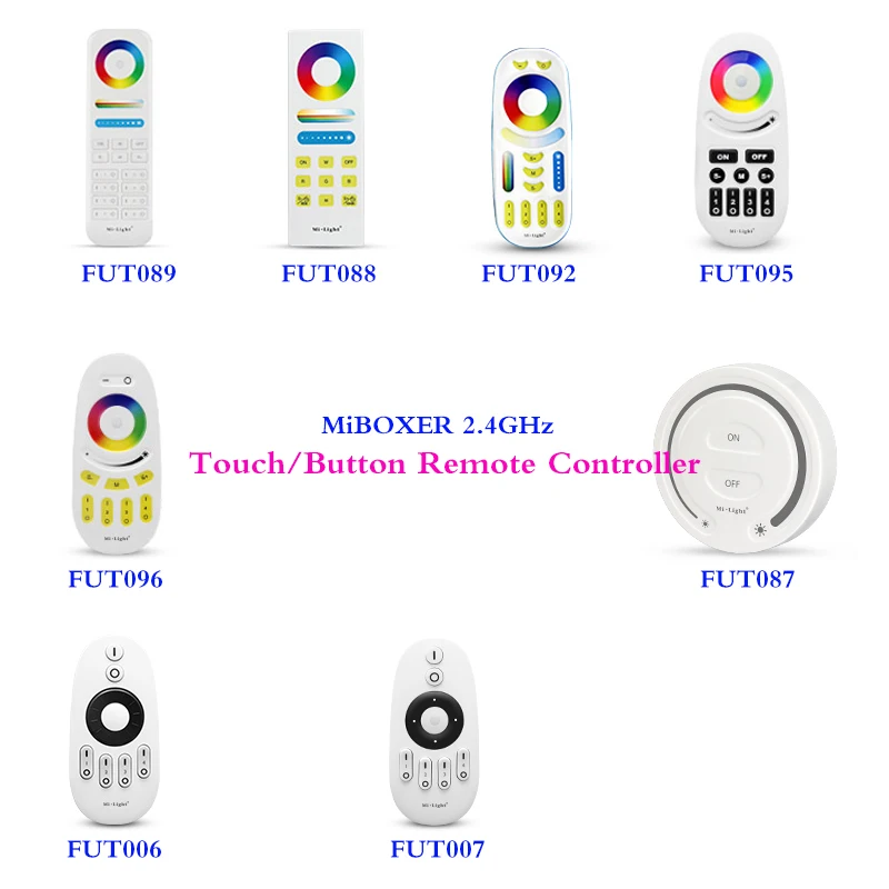 

2.4GHz 4-Zone/8-Zone RGB CCT/RGBW Touch/button Remote Controller Wall-mounted wireless transmission Dimmer