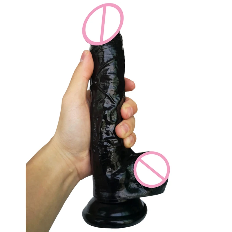 Черный огромный фаллоимитатор с присоской искусственный большой пенис член секс