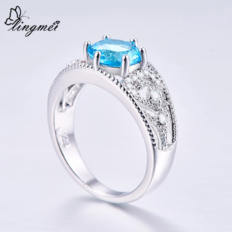 Lingmei Оптовая Продажа Изысканные круглые циркониевые свадебные кольца