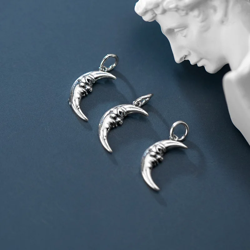 Серебро 925 пробы модные антикварные Подвески в виде Луны для женщин и мужчин