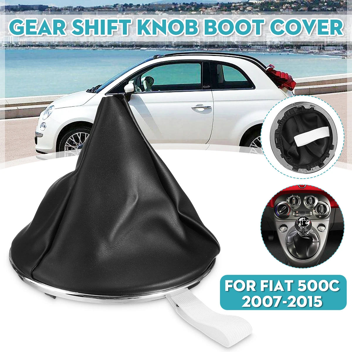 Чехол для багажника из искусственной кожи с кольцом Fiat 500C 2007 2015|Ручка