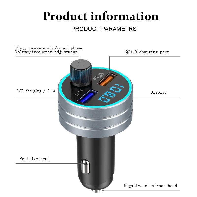 Автомобильный Bluetooth 5 0 FM передатчик беспроводной громкой связи аудио приемник
