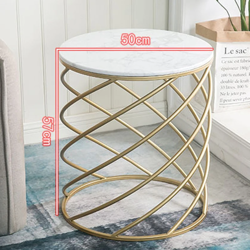 Круглые креативные золотистые металлические мраморные журнальные столики